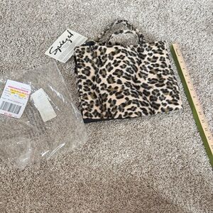 Vintage 1990’s Spiegel Leopard Print Teddybear Fleece  Shoulder Bag/Purse